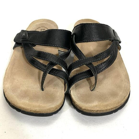 Taos Womens Black Perfect Sandals Size 8 Leather Comfort Strappy EU 39 - Picture 11 of 13
